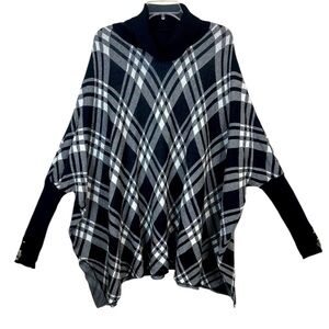 Black Plaid Moth Style Sweater Tunic Womens Size L XL